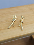 EARROPE-6005_Yellow Gold Rope Design Stud Earrings