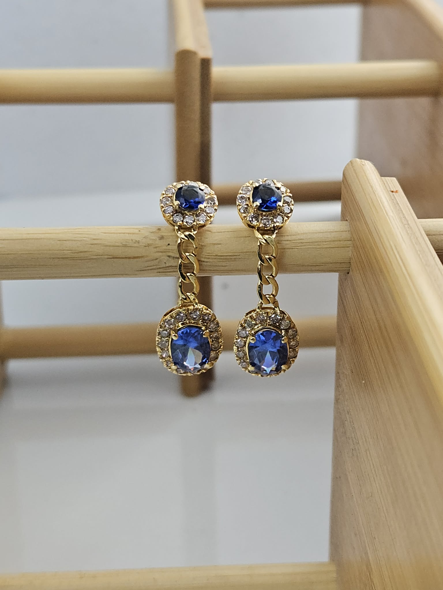 RM-Ear057_ Blue Sapphire Dangling Earrings