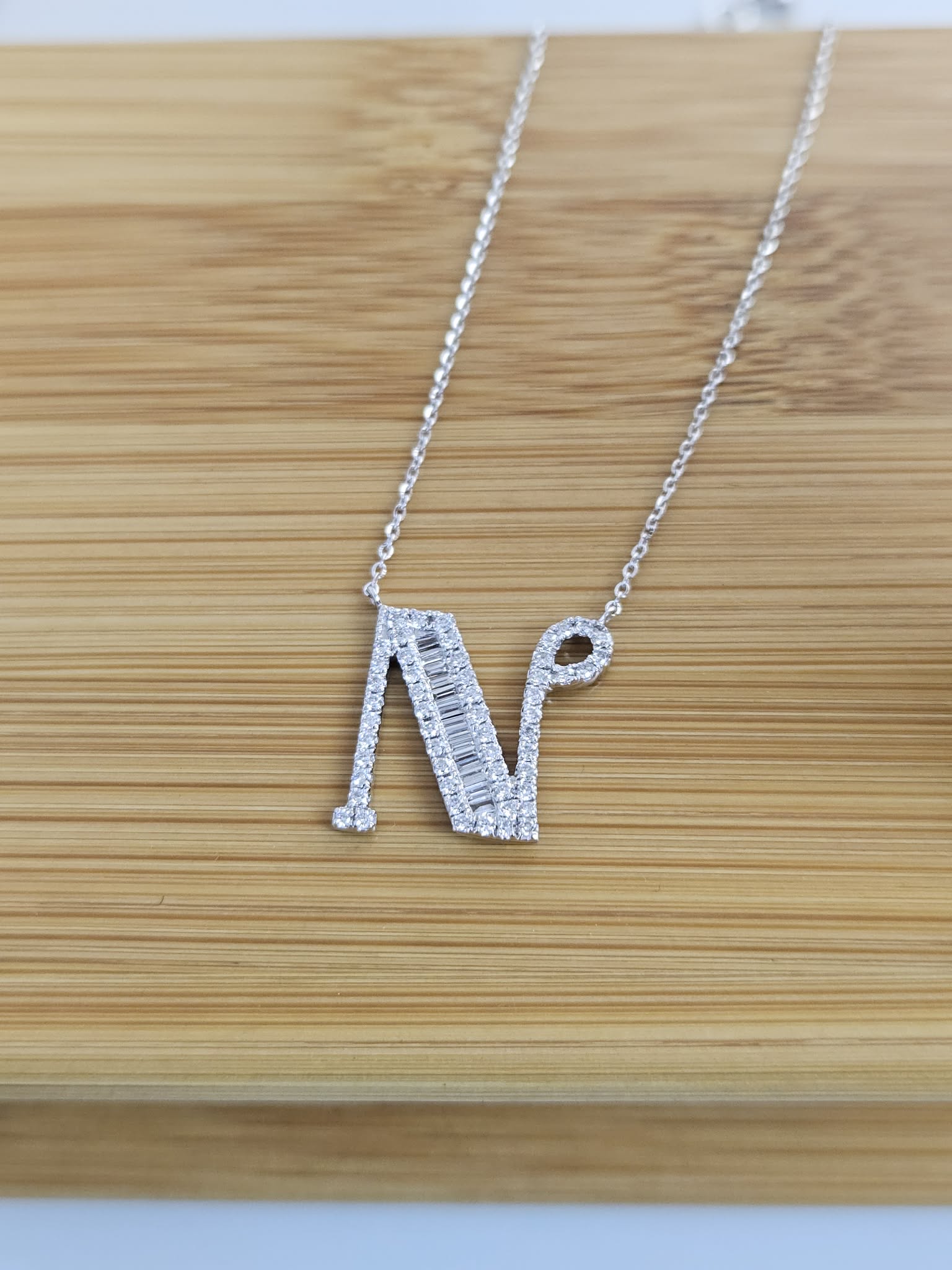 NWRMND-010_Natural Diamond Initial “N” Necklace